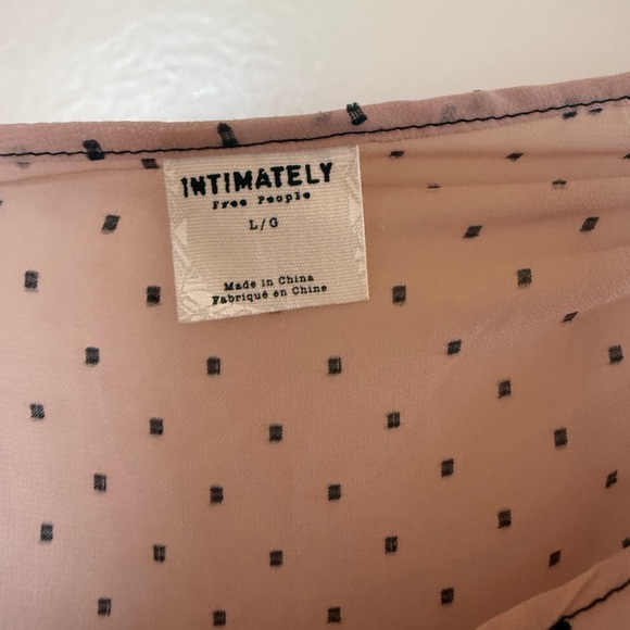 NWOT Free People Intimately Tie Strap Top in Pink with Black Polka Dots in Large - Picture 5 of 6